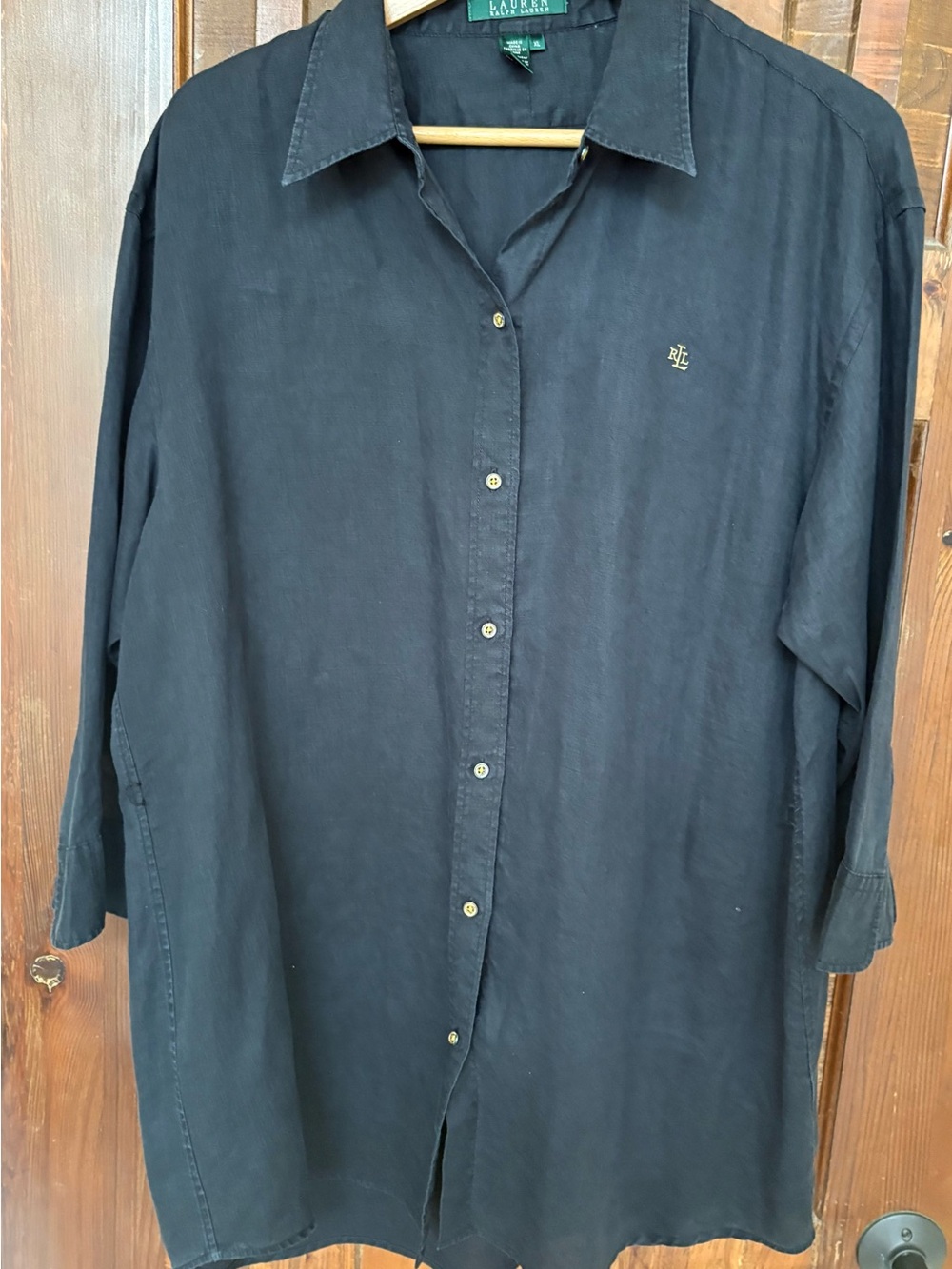 Ralph Lauren Black Linen Long Shirt XL